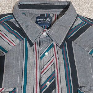 Wrangler Western Shirts pearl snap shirt. Multicolor stripe Long sleeve Size 2XT